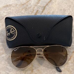 Ray-Ban Gold Frame Sunglasses with Brown Lenses